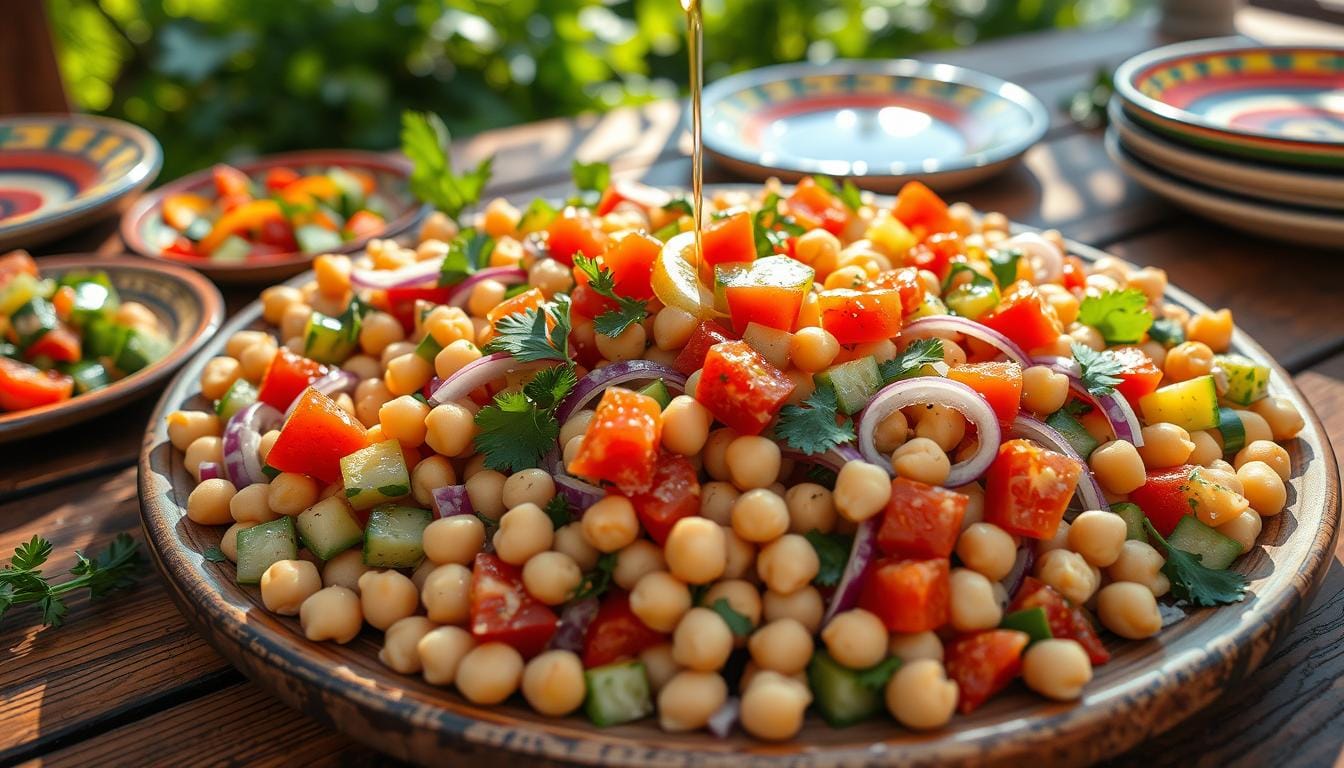 Ensalada mediterránea de garbanzos fácil | Fresca y saludable