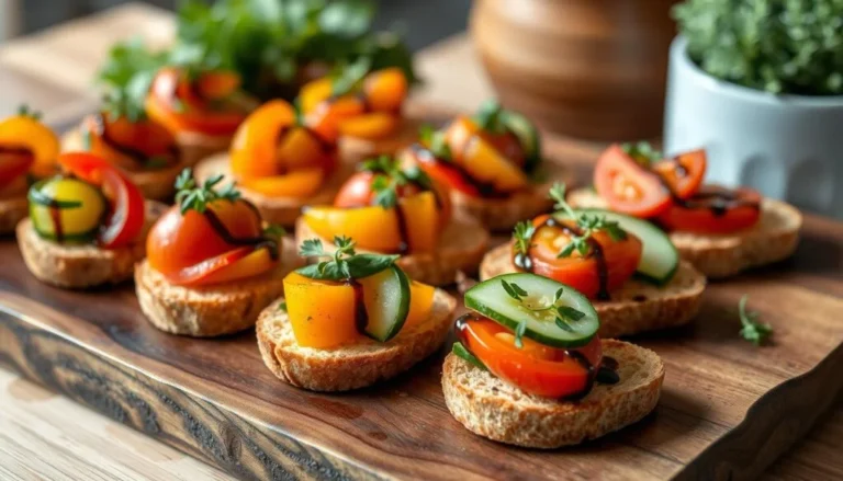 Canapés de verduras con pan, una deliciosa opción vegetariana