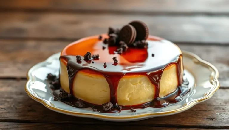 Pastel de flan de la abuela con galletas y chocolate